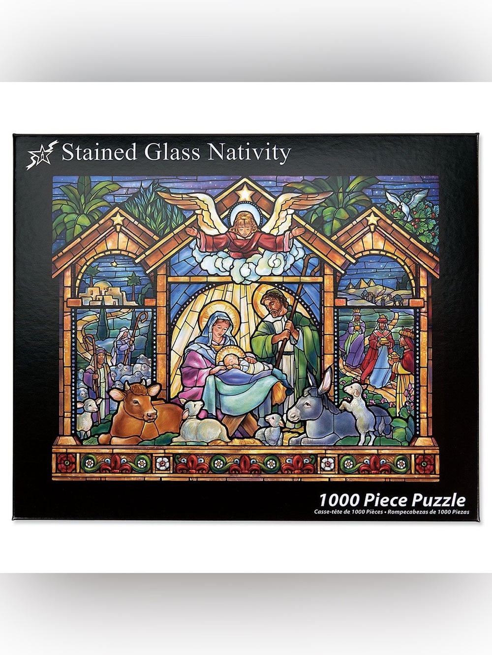 VCC Stained Glass Nativity 1000-Piece Jigsaw Puzzle Advent Calendar. New in Pack